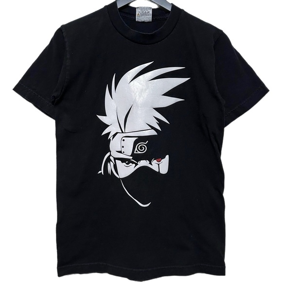 Vintage Y2K Naruto Kakashi Original Reflective Silver Head Graphic Tee /T-shirt - Picture 1 of 3